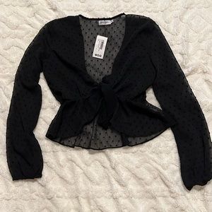 Nasty Gal black cropped tie front top. Size M. Never worn